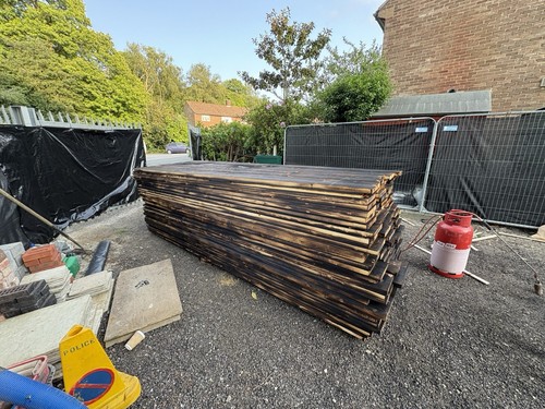 Torched scaffold boards - torched,